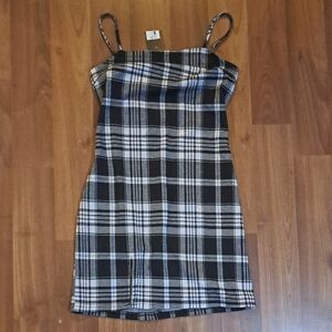 Streetwear Society Monochrome Plaid Mini Dress